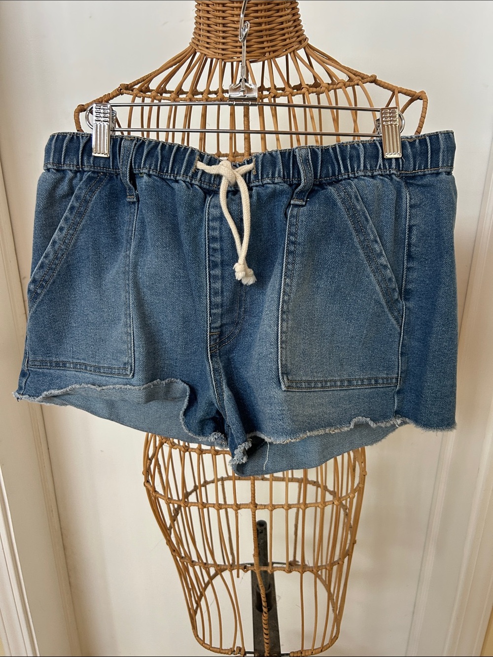 No Boundaries Blue Denim Drawstring Jean Shorts